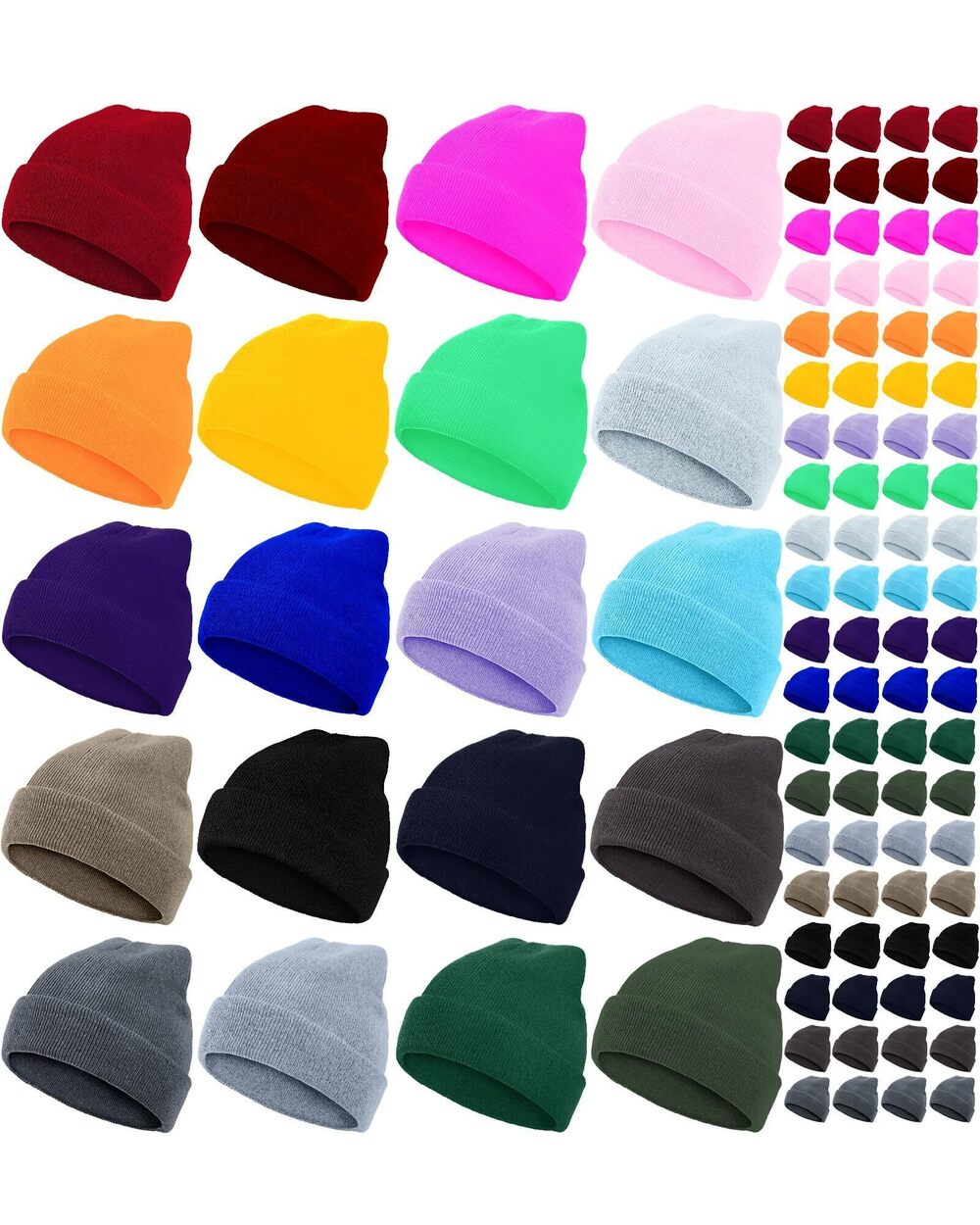 2299 80 Winter Beanies Hats Bulk for Homeless Cold Weather Thermal Stretch